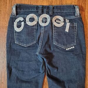 Coogi Women Size 9/10 Dark Wash Thick Stitch Straight Leg Jeans Embroidered
